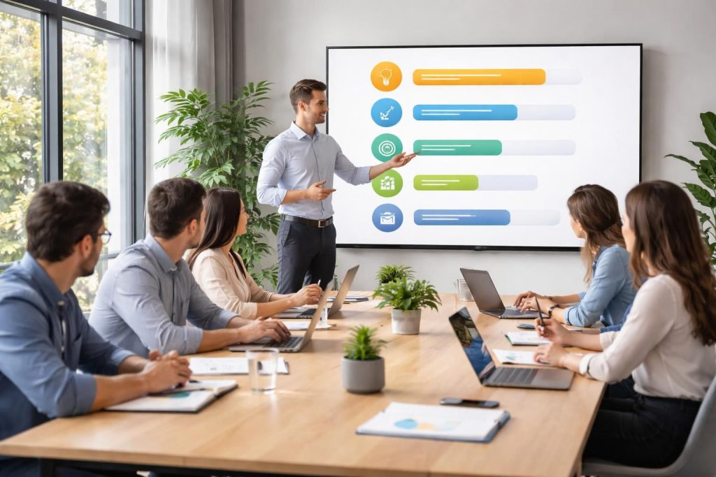 découvrez une présentation claire et concise sous forme de bullet points pour une communication efficace.